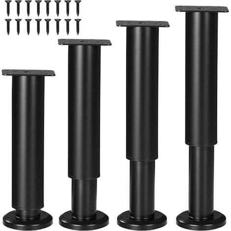 4 Pièces Pieds de Meuble, 18-30cm Pied de Meuble Reglable , pieds de meubles en métal noir, adaptés aux pieds de meubles DIY pour armoires, canapés, tables, chaises, supports TV et tables de chevet (1/5)