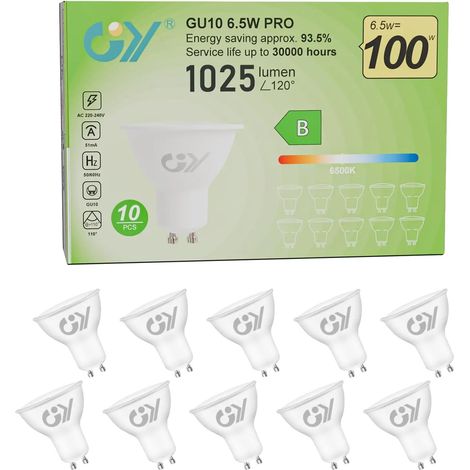 Ampoules LED, 1025 Lumens de luminosité, Classe d'efficacité énergétique B, Blanc Froid, 10 pcs (1/2)