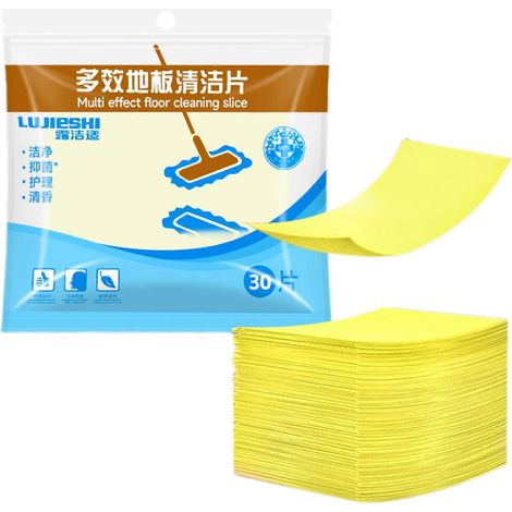 Lingettes nettoyantes multi-surfaces pour sols, sans danger pour le bois et le carrelage. Nettoyage en profondeur des sols après une fête. Jaune (1/5)
