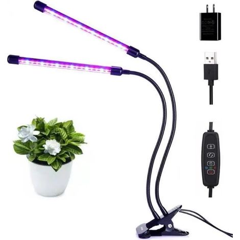 Led croissance des plantes lumière de remplissage à deux tubes port USB petit clip de bureau lumière jardinage lumière verte PZCC (1/4)