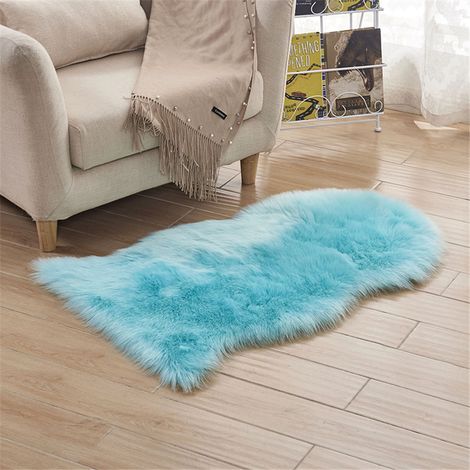 Tapis de canapé imitation laine, tapis de sol, coussin en laine pleine fleur de mouton, tapis de rebord de fenêtre, tapis de salon/chambre, couverture longue en laine 60 x 90 cm (1/2)