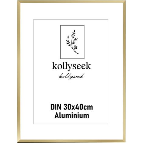 Aluminium Bilderrahmen 30x40cm Gold mit Acrylglas und Passepartout (1/5)