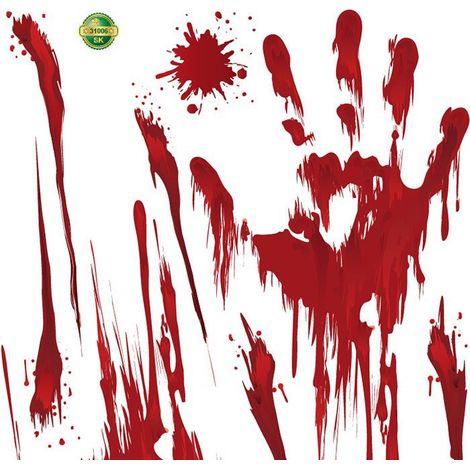 Stickers muraux d'Halloween : empreintes de mains et de pieds ensanglantées, pour vitrines, portes, maisons hantées, bars, décorations de farces, stickers muraux d'horreur - SK31006 -