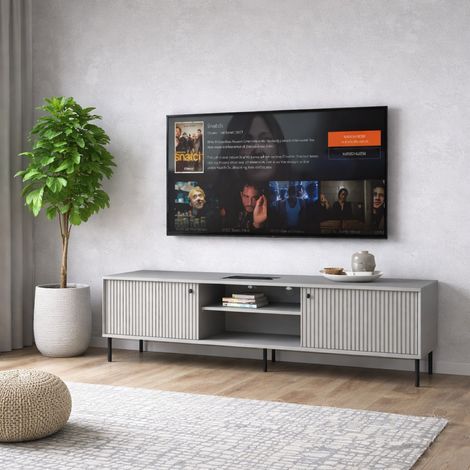 Meuble TV moderne gris 160cm SIMY (1/5)
