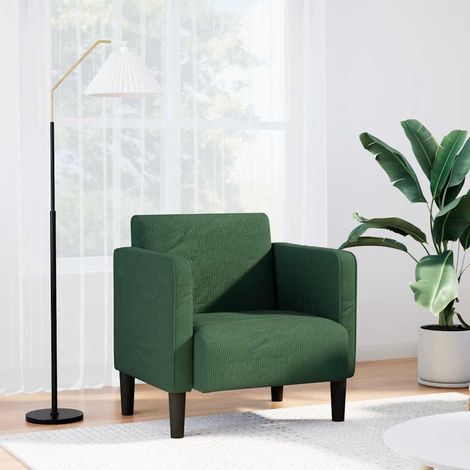 Fauteuil canapé avec accoudoirs en velours côtelé vert foncé 69 x 68 x 74,5 cm - PANGIVO (1/5)