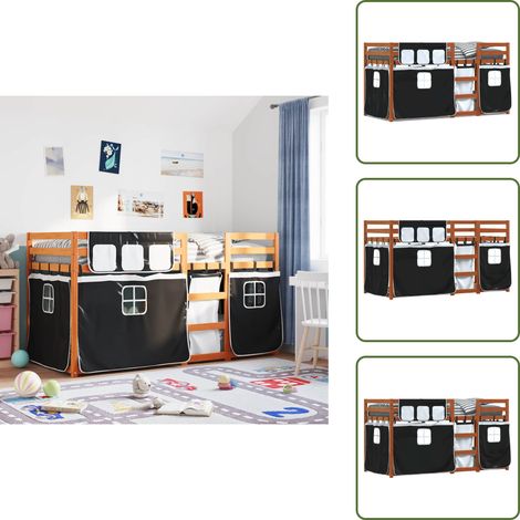 The Living Store Lit superposé sans matelas 90x200 cm bois de pin massif - Lit Superpose - Lit Mezzanine - Lit Enfant - Lit Design - Mobilier Enfant