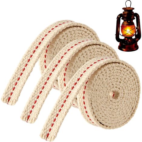 rouleaux de mèches pour lanternes - Mèches plates en coton de rechange pour lampes à pétrole, lanternes à kérosène et brûleurs à