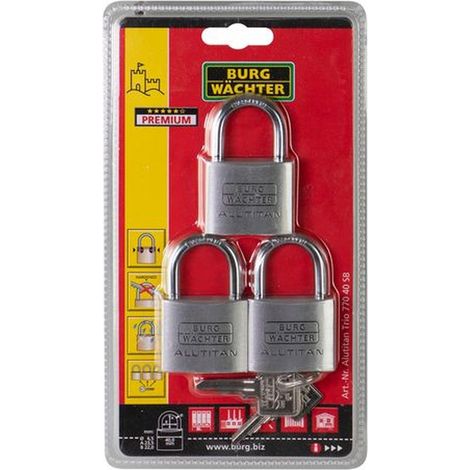 Burg Wächter 36251 Vorhängeschloss 40.00 mm gleichschließend Aluminium Schlüsselschloss (1/2)