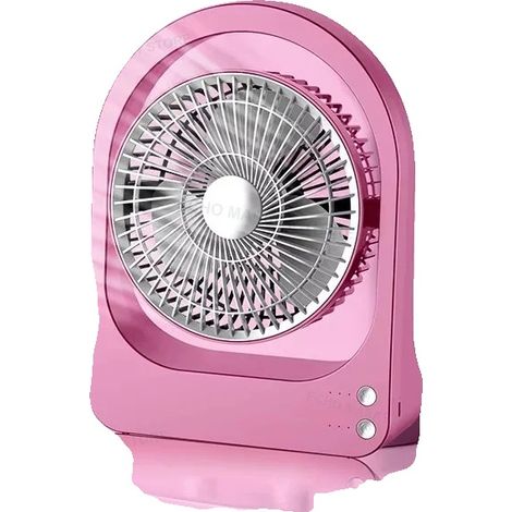 Ventilador de escritorio, inclinación ajustable, 3 velocidades, rosa. (1/2)