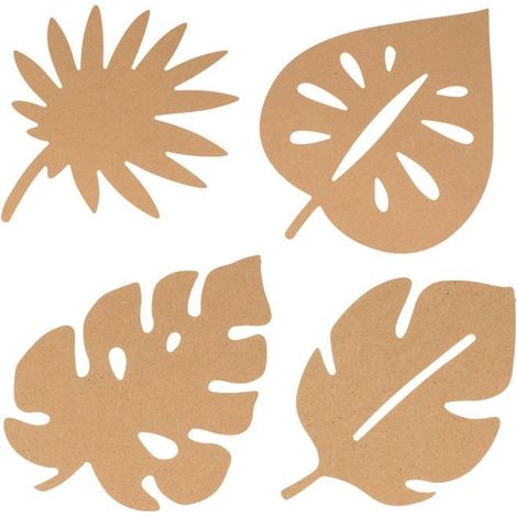 4 feuilles tropicales en bois 25cm