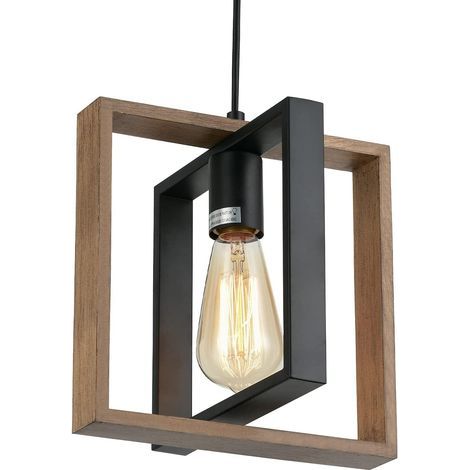 Lustre rétro pour salon, idéal pour une chambre d'hôtel. Lampe américaine à une tête en bois massif (sans ampoule). (1/5)