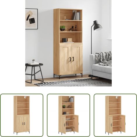 Holzwerkstoff - Highboard Sonoma-Eiche 69,5x34x180 cm Holzwerkstoff (1/5)