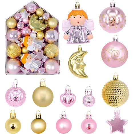 Kleine Weihnachtskugeln – Weihnachtskugelaufhänger – Dekorative Weihnachtskugeln (72 Stück) – Unzerbrechliches Weihnachtskugel-Set – Dekorative Kugeln – Weihnachtsbaumkugeln für die Feiertage 2026 (1/5)