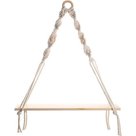 BUNTHAUS Étagère murale décorative en macramé – Style bohème pour salon ou chambre