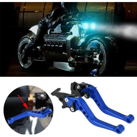 Paire poignées levier frein à tambour moto universelles 22mm 7/8 CNC en aluminium bleu (1/4)