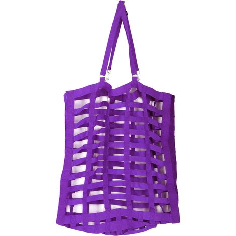 Sac de rangement pour pailles d'alimentation lente en nylon résistant, universel et unique, avec fenêtre à grille. Accessoires d'équitation violet. (1/5)