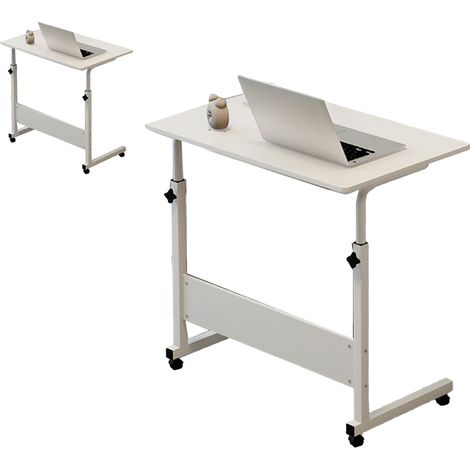 Table de chevet relevable 60 x 40 cm, structure en métal en forme de C, support pour ordinateur portable, idéale pour la maison ou le canapé, couleur noyer (1/5)