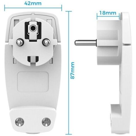 2 Pièces Prise Extra Plate Fiche Plate Blanche - avec Poignée Rabattable, Fiches Schuko pour Câbles avec Section de Câble 1,5 mm² Prise Européenne Accueil IP20 250 V (16A)