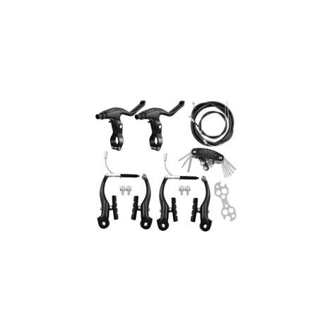 Kit de frenos para bicicleta de montaña, frenos híbridos delanteros y traseros, cables de freno de poliuretano negros, multiherramienta incluida.