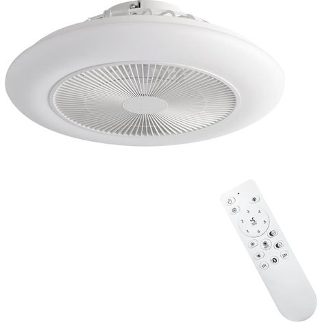 Ventilador de techo blanco con luz  Silencioso 45 dB  6 velocidades  Diámetro 51 cm  Motor de cobre (1/5)