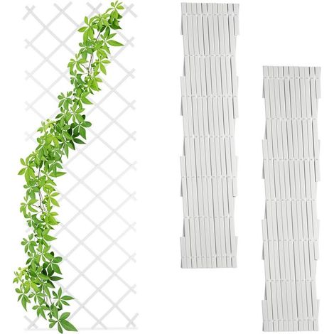 Treillis extensible lot de 3 Tuteur pliable 250 cm En plastique blanc pour rosiers et plantes grimpantes Montage mural facile (1/5)