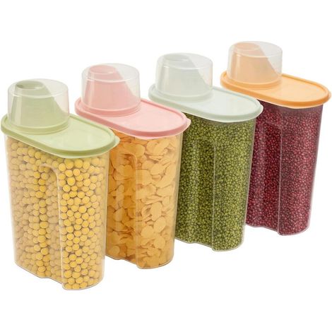 Farine et Aliments Secs – Boîtes Alimentaires- Lot de 4 Boite Hermetique 2.2L Bec Verseur- Rangement Cuisine pour Céréal (1/4)