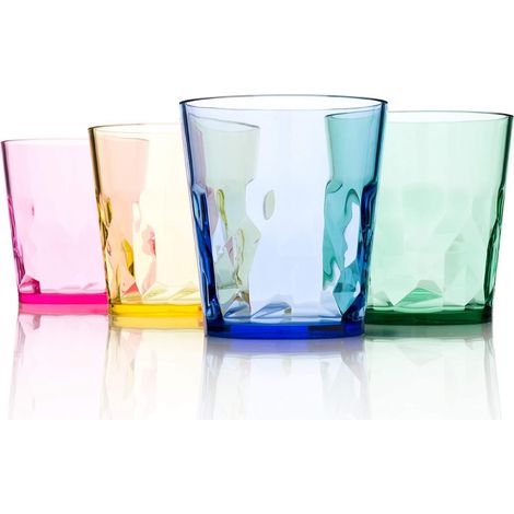 Lot de 4 Gobelets en Acrylique 250 ml, Incassables, Sans BPA, Lavables au Lave-vaisselle, Empilables, pour Enfants