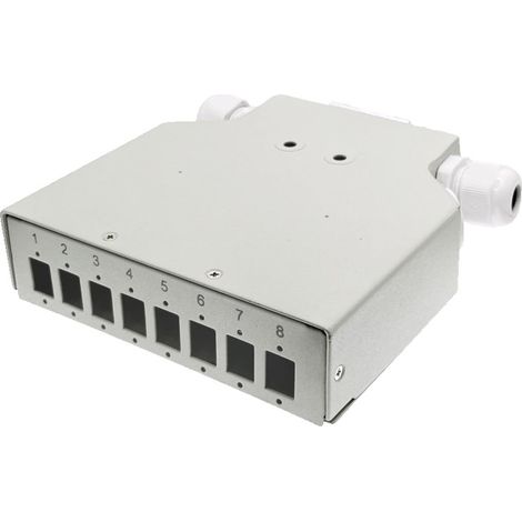 Boîtier de distribution fibre optique pour rail DIN 8xSC simplex / 8xLC duplex avec plaque avant ALANTEC