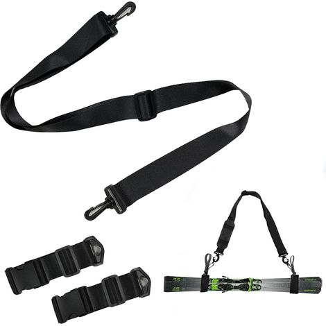 Sangle Porte-Ski, Bandoulière de Ski Réglable, Sangle de Ski et Porte-bâtons, Convient à Adultes et Enfants