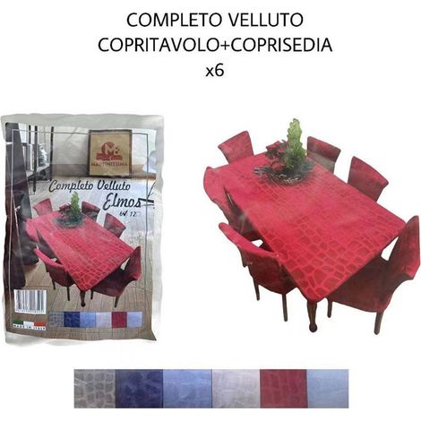 TRADE SHOP - Set Copritavolo E Coprisedia In Velluto Copertura Schienale Sedia E Tavolo X6 - (1/3)