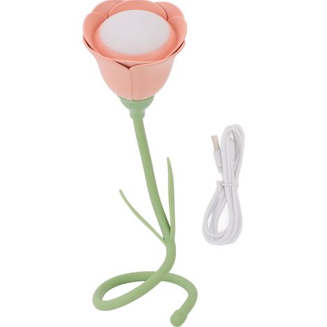 Lampada da Comodino a Fiore – Collo Flessibile, Dimmerabile, 3 Temperature Colore – ABS e Silicone – Design Elegante – Ideale per Camera e Ufficio (1/5)