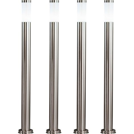 Set di 4 lampade da terra da esterno per esterni faretti in acciaio inox