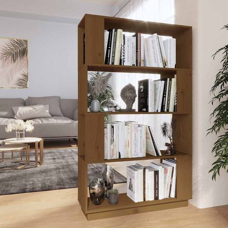 vidaXL Bibliothèque/Cloison Marron miel 80x25x132 cm Bois massif (1/5)
