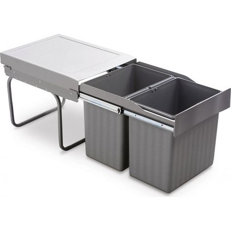 CAREA - Poubelle tri sélectif 2 bacs 16 L sous évier – pour Gigas mélaminés