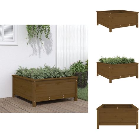 Jardinière marron miel 82,5x82,5x39 cm bois massif de pin - Jardinier - Pot De Fleurs - Extérieur - Terrasse - Balcon (1/5)