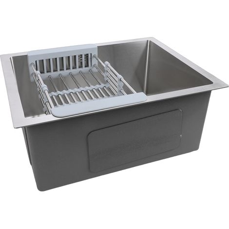 Évier de cuisine à cuve unique, 20 pouces, encastrable sur le dessus, en acier inoxydable, camping-car camion (1/5)