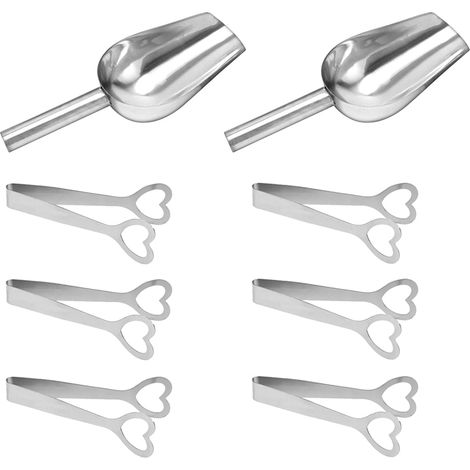 Pince Bonbon y Pelle Glace Set 6 Pièce Pinces à Sucre y 2 Pièce Cuillère à Glace Inoxydable Pelle a Bonbon Cuillères à Glace Pinces pour Glace Sucre Dessert pour Bar Buffet Soirée Mariage (1/5)