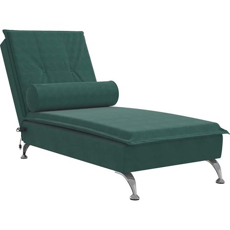 Méridienne chaise longue pour intérieur de massage avec traversin en velours vert foncé DEC026163 (1/5)