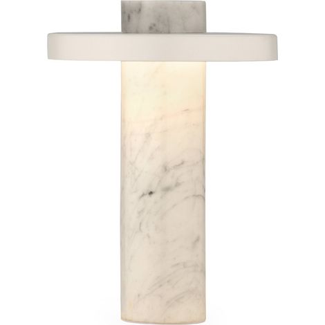 Lampe de table en marbre calacatta blanc LED intégrée élégante - blanc marbre calacatta veiné gris (1/3)