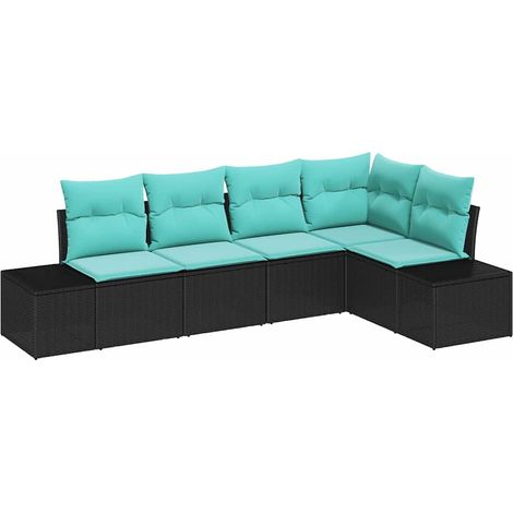 Garden Sofa Set 5 pcs Black Poly Rattan vidaXL (1/5)