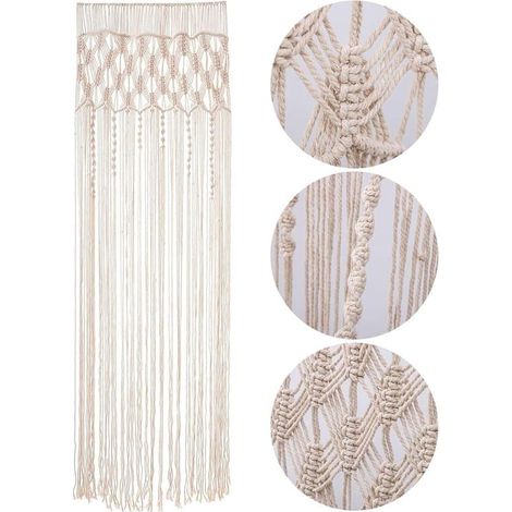 Papier peint macramé, décoration bohème, tapisserie tissée à la main, bohème, macramé, rideau, porte de mariage, fond, rideaux de fenêtre, 203 cm (L) x 74 cm (l) (1/5)