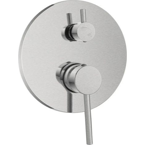Miscelatore doccia a incasso in acciaio inox color nichel spazzolato con deviatore York (1/2)