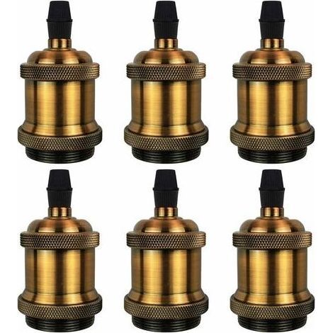 QAZQA Solide Vintage E27 Lampenfassung Edison-Schraubfassung Adapter, 6er-Pack (Goldbronze) (1/5)