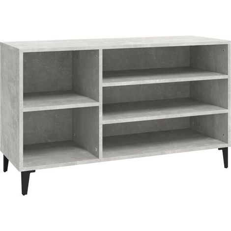 Meuble à chaussures, gris ciment, 102x36x60 cm, bois d'ingénierie. (1/5)