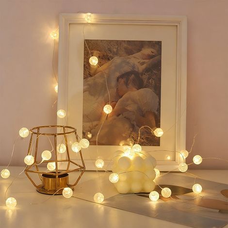 Guirlande Lumineuse À Boules Cristal - 20 LED - 2 m - Blanc Chaud - Pour Décoration Intérieure Et Extérieure - 1 Pièce (1/5)