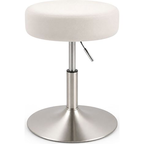 Adjustable White Make-Up Stool with Swivel and Gas Lift (1/5)