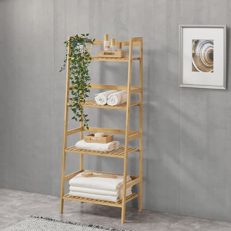 Scaffale a Scala Vinje con 4 Ripiani - Bambù Naturale [en.casa] (1/5)