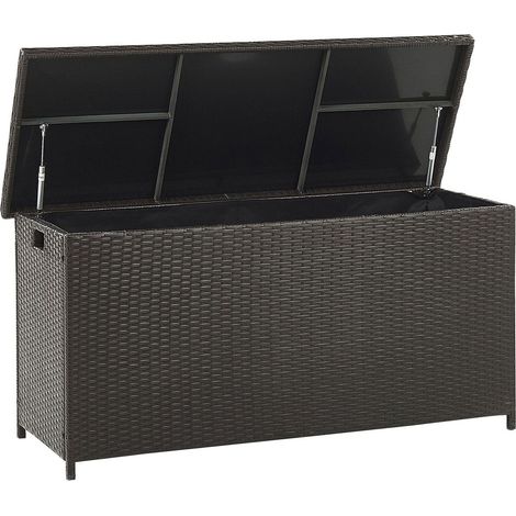 Coffre de Rangement Extérieur 126 x 46 cm en Rotin Marron Idéal pour Stockage d'Accessoires de Jardin et Coussins Durable et Décoratif Beliani (1/5)