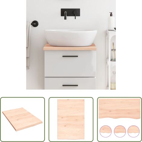 vidaXL Plan de travail en bois -  Comptoir de salle de bain 40x60x2 cm bois massif non traité (1/5)