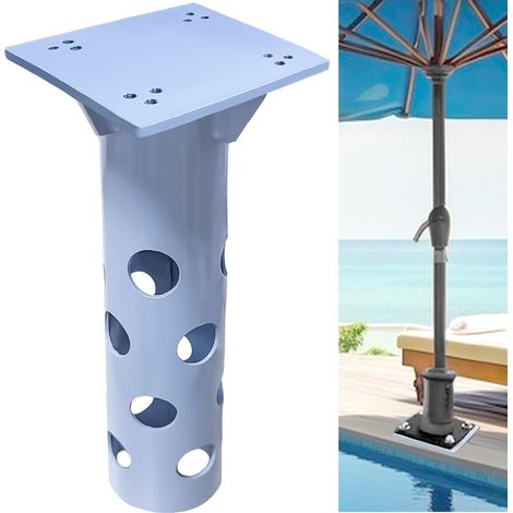 Pied de Parasol - Douille de Sol pour Parasol - Plaque de Base Universelle pour Parasol déporté - Ancrage au Sol en Acier Inoxydable avec Plaque de Base à encastrer dans Le béton (1/5)
